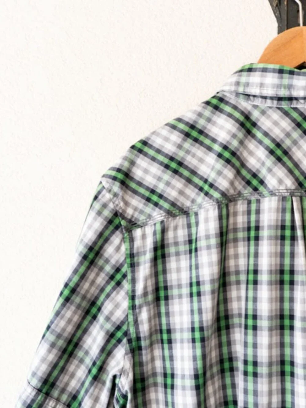 The North Face Plaid Snap Button Up Shirt XXL Green Gray Outdoor Hiking